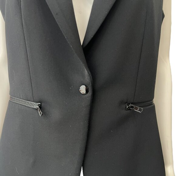 Veronica Beard Black Tux Single Breasted Vest Nylon Blazer size 6 - Picture 3 of 11